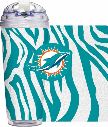 Vista 25 de Rico Industries NFL Football Glitter 24 onzas Vaso de purpurina acrílico con tapa con bisagra, Vaso de doble pared oficialmente licenciado con pajita
