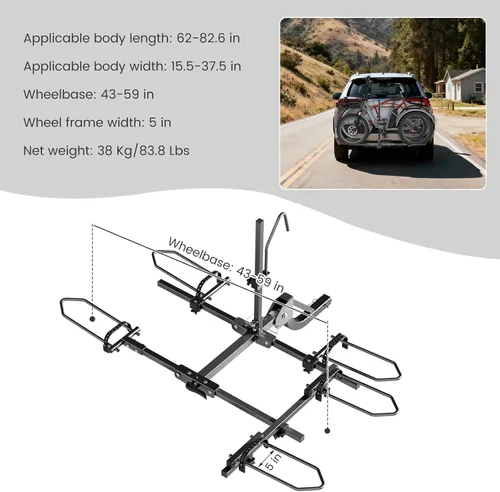 Vista 6 de NAIZEA Soporte de enganche para 2 bicicletas, capacidad de 270 libras, compatible con E-Trikes y bicicletas E, combinación libre multifuncional