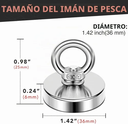 Vista 2 de DIYMAG Imanes de pesca con agujero avellanado 1.42 pulgadas 150LBS fuerza