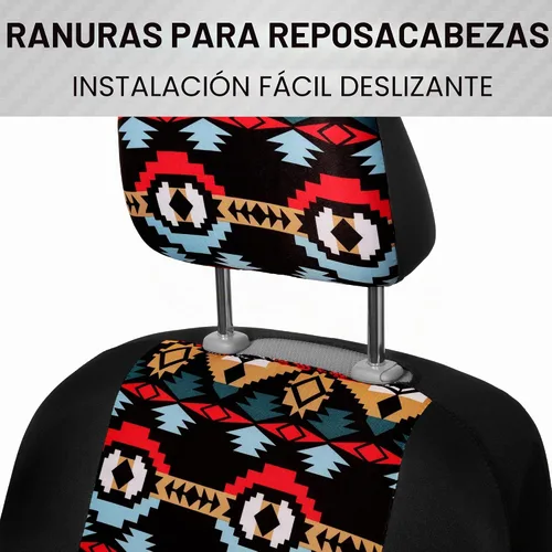 Vista 4 de BDK - Fundas para asientos de automóvil con patrón azteca, juego de 2 fundas para asientos delanteros con estampado geométrico que incluye Aztec