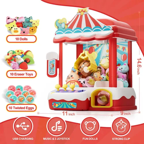 Vista 2 de Máquinas de Garras Skirfy para Niños y Adultos con 30 Premios Mini y Sonidos Ajustables, Juguetes Dispensadores - Máquinas Expendedoras Perfectas