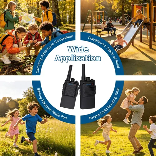Vista 6 de Walkie Talkies para niños, paquete de 2 unidades, 2 millas de alcance recargable para niños, 16 canales, radio de 2 vías con linterna, juguetes Negro