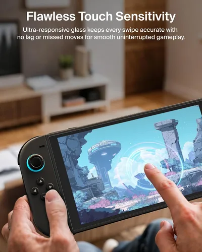Vista 7 de Belkin TemperedGlass - Protector de pantalla antirreflectante para Nintendo Switch de dureza 2-9H, delgado, resistente a los arañazos, incluye marco