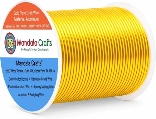 Vista 299 de Mandala Crafts - Alambre de aluminio anodizado de calibre 22 para hacer joyas - 137.2 m de alambre flexible surtido y coloreado - Doble para bonsái