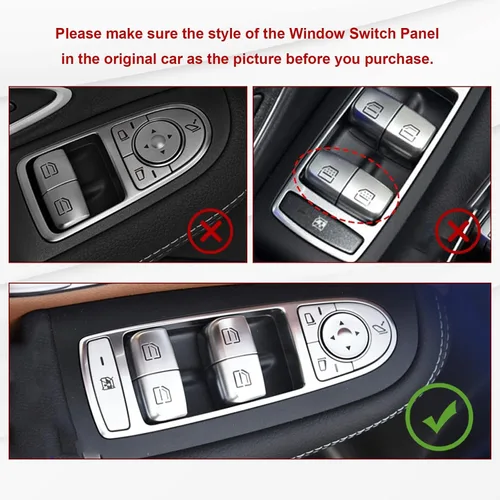 Vista 2 de x xotic tech Tapa de repuesto para interruptor maestro de elevalunas de automóvil, color plateado, compatible con Mercedes Benz C E S GLC Clase W205