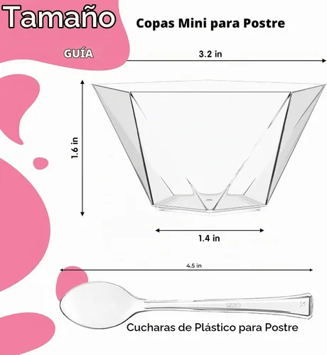 Vista 2 de Exquisitas mini tazas de postre con cucharas, 200 tazas de postre
