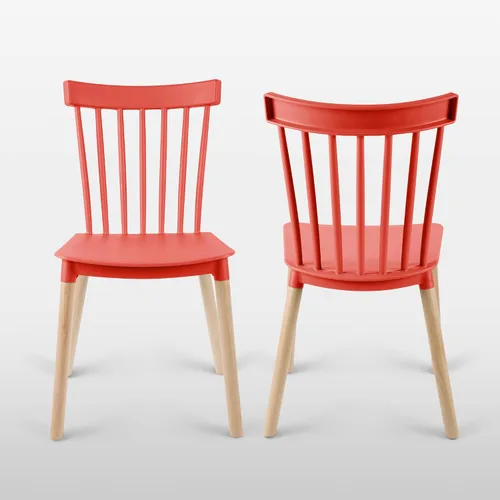 Vista 5 de DSW - Sillas de comedor de plástico modernas sin brazos con patas de madera para estar, dormitorio, cocina, comedor, sala de espera, restaurantes