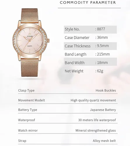 Vista 5 de MASTOP Relojes analógicos de cuarzo, con correa de malla e impermeables, para mujer