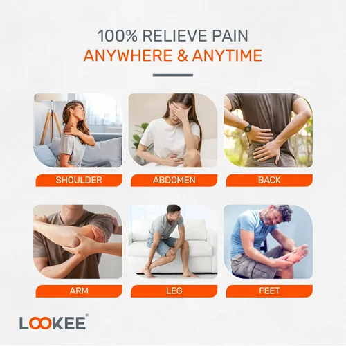 Vista 8 de LOOKEE Unidad TENS de 4 canales y estimulador muscular EMS - Alivio del dolor sin medicamentos, máquina TENS recargable con 36 modos y 40 niveles