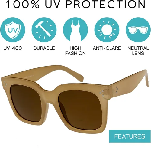 Vista 2 de zeroUV - Gafas de sol cuadradas retro de moda de gran tamaño para mujer estilo vintage 1969pulgadas