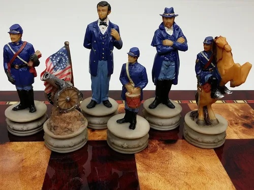 Vista 7 de World War 2 WW2 Conjunto de piezas de ajedrez hombres pintadas a mano - NO tablero