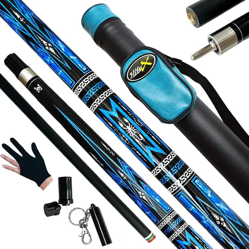 Vista 9 de Tai ba cues Juego de 2 tacos de billar con estuche, punta de cuero multicapa de 13 mm, 58 pulgadas, palo de billar profesional de madera de arce