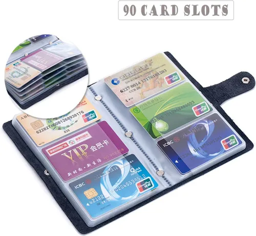 Vista 3 de boshiho Leather Credit Card Holder Business Card Case Book Style 90 Count Name ID Card Holder Book