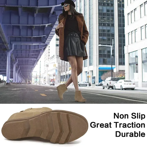 Vista 4 de Athlefit Women's Wedge Boots Comfortable Ankle Wedge Booties