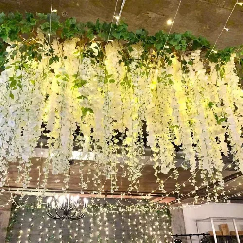 Vista 3 de Paquete de 40 guirnaldas de vides de flores de glicina, cuerdas de flores artificiales de 3.75 pies, flores colgantes falsas, flores de guirnalda