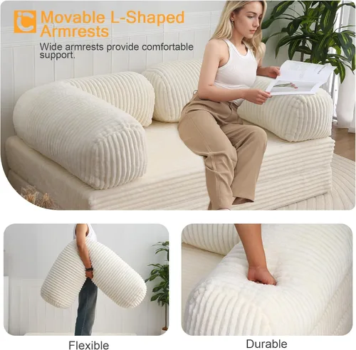 Vista 6 de COMAX Sofá Cama Plegable Queen, Sofá Cama Plegable, Silla Futón Plegable con Cama para Adultos, Colchón de Piso Convertible Sofá para Dormitorio