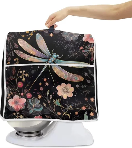 Vista 2 de Funda para batidora de pie de libélula bohemia compatible con mezclador de cocina de 4.5 a 5 cuartos de galón, a prueba de polvo, cubierta
