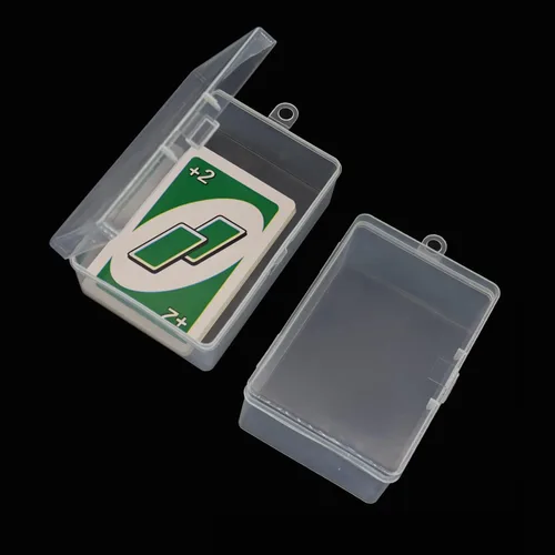 Vista 6 de Funda de plástico UNO para tarjetas compatible con 112 piezas de juego de cartas Classic Mattel UNO, caja de almacenamiento de alta capacidad