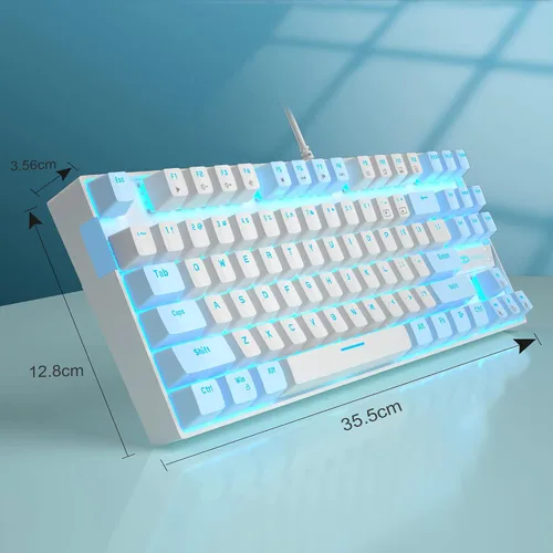 Vista 7 de MageGee Teclado mecánico para juegos al 75% con interruptor rojo, teclado retroiluminado azul LED, 87 teclas compacto TKL con cable para computadora