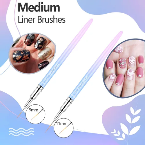 Vista 5 de Cepillo delineador para uñas, 6 pinceles finos para arte de uñas, cepillo profesional para detalles de uñas para esmalte de gel, tamaños