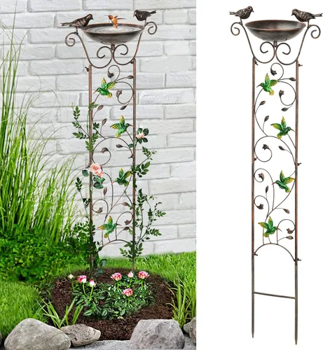 Vista 9 de LEWIS&WAYNE Enrejado de Jardín Baño para Pájaros al Aire Libre, Enrejado de 40 Pulgadas de Hierro Antiguo para Plantas de Jardín Decorativo