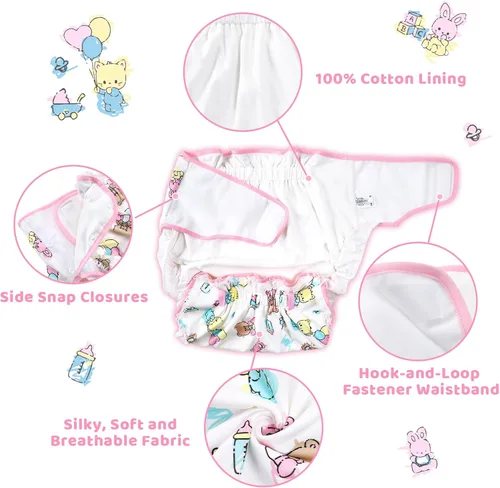 Vista 2 de Littleforbig Silky Adult Ribbon Omutsu Diaper Wrap Cover Washable Adjustable Reusable Waterproof - Baby Cuties