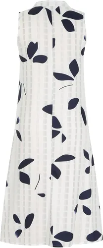 Vista 3 de Vestido casual de verano para mujer, con botones, cuello en V, sin mangas, con bolsillos, para vacaciones, vestido floral de verano a media pierna