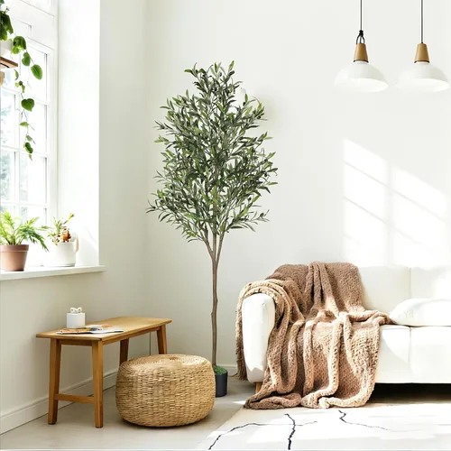 Vista 7 de Alupssuc Árbol de olivo sintético de 6 pies con frutas realistas y hojas