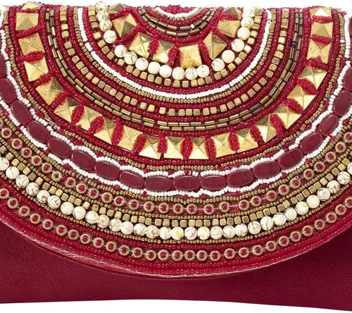 Vista 8 de Aheli Bolsos de mano indios para mujer, bolsos de noche hechos a mano para boda, fiesta nupcial