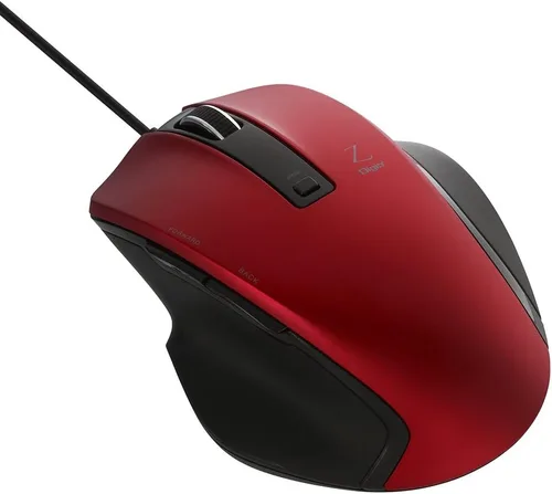 Vista 9 de ナカバヤシ(Nakabayashi) Digio2 Z8345 Ultimate Shape Wired Mouse, 5 Buttons, Blue LED, Medium, Blue