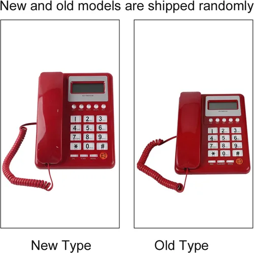 Vista 8 de KXT8001 Teléfono estándar con cable, teléfono fijo rojo con pantalla LCD, teléfono de escritorio para oficina en casa escuela hotel, teléfonos fijos