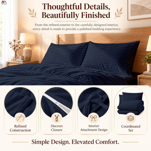 Vista 32 de ARlinen Juego de funda de edredón de tamaño individual, 100% algodón egipcio, juego de ropa de cama de 3 piezas con cierre de cremallera, incluye 1
