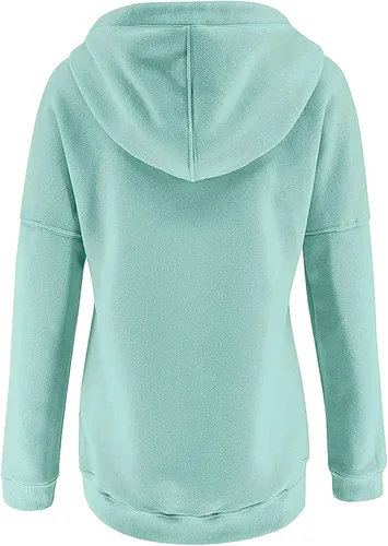 Vista 6 de Sudadera con capucha de retazos para mujer, sudadera con capucha y cremallera, sudadera de manga larga casual, Beige