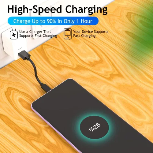 Vista 7 de Cable USB A a USB C 3.1/3.2 Gen 2 de transferencia de datos de 10 Gbps (6 pulgadas/0.5 pies), cable corto USB C SSD con carga rápida de 60 W QC 3.0