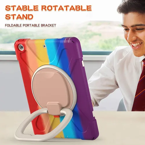 Vista 2 de Funda para iPad Air de 3ª generación – Funda resistente para niños con soporte giratorio, soporte para lápices y correa de transporte para iPad