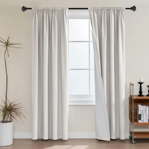 Vista 15 de H.VERSAILTEX Cortinas 100% de opacidad para cocina, con aislamiento térmico, cortinas opacas completas con forro blanco, cortinas de eficiencia