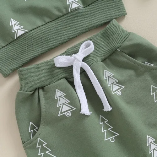 Vista 5 de Hoanselay Conjunto de sudadera de manga larga con capucha y pantalones de otoño e invierno para bebé niño