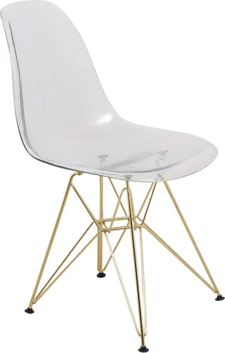 Vista 17 de LeisureMod Sillas de comedor de acrílico con base Eiffel cromada, respaldo ergonómico curvado, juego de 2 sillas laterales ligeras para cocinas