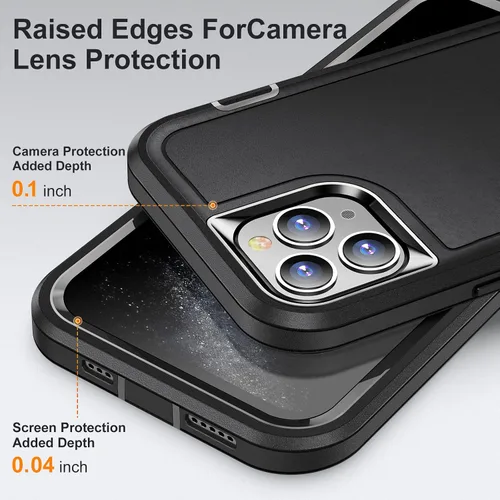 Vista 4 de Funda para iPhone 11 Pro Max para hombre, híbrida a prueba de caídas resistente, resistente, a prueba de golpes, ajuste delgado, funda protectora