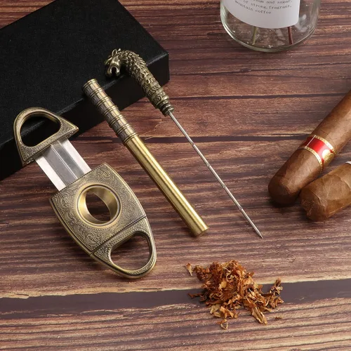 Vista 3 de Scotte Cortador de cigarros de corte en V, guillotina de precisión para mejorar el dibujo, aguja y afilado perfecto para cortadores de puros, juego