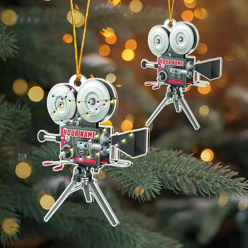 Vista 21 de Adorno personalizado para cámara, adornos de cámara personalizados para árbol de Navidad, cámara de película, adorno de Navidad, adorno