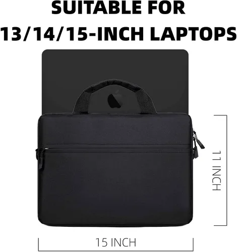 Vista 3 de Funda de transporte para laptop de 13/14/15 pulgadas - Doble compartimento a prueba de golpes, correa ajustable duradera y elegante, bolsa escolar