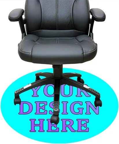 Vista 100 de Tapete redondo personalizado para silla de escritorio de oficina, diseño de tu propio logotipo de foto, texto, alfombrillas circulares