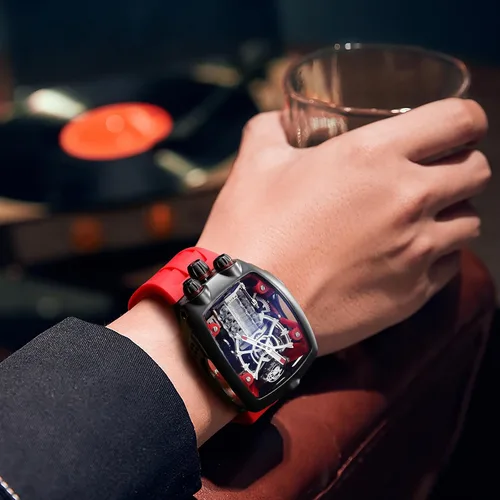 Vista 7 de FEICE Watches for Men Automatic Skeleton Watch Waterproof Mineral Glass Japanese Movement Supercar Wristwatch Anti Shock Business Tourbillon FM666