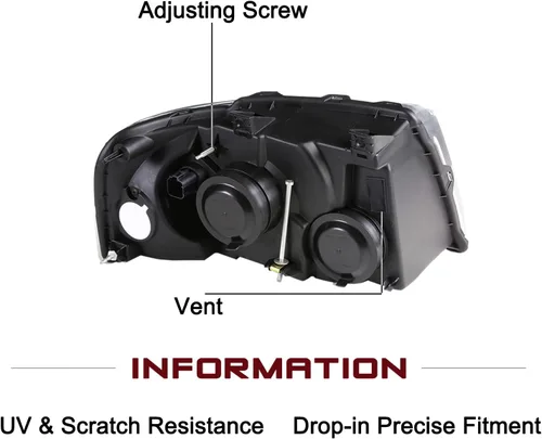 Vista 3 de JSBOYAT Reemplazo del conjunto de faros delanteros para Ford Expedition 2003-2006 lado del pasajero y del conductor, carcasa cromada con reflector