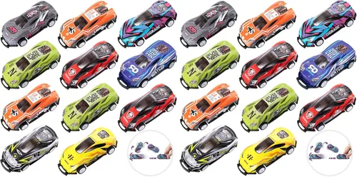 Vista 9 de ArtCreativity Coches de carreras con tapa para niños, juego de 12 autos de juguete en 8 diseños, mini autos de carreras fundidos a presión