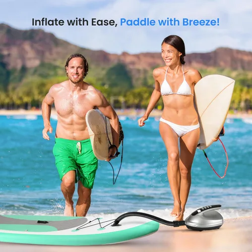 Vista 7 de SereneLife Compresor de bomba de aire digital compacto premium con PSI preestablecido apagado automático para inflar tablas de remo SUP, barcos