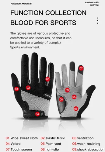 Vista 7 de Fullfinger - Guantes de ciclismo para hombres y mujeres, guantes de ciclismo para pantalla táctil, guantes de ciclismo para hombres, accesorios