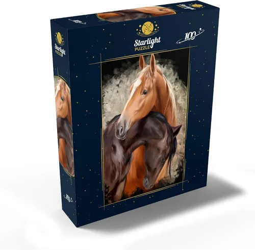 Vista 2 de MyPuzzle Horse Hug - Rompecabezas prémium de 100 piezas, fabricado en Estados Unidos