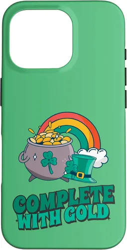 Vista 20 de iPhone 16 completo con oro - Funda con diseño de arcoíris y fortuna